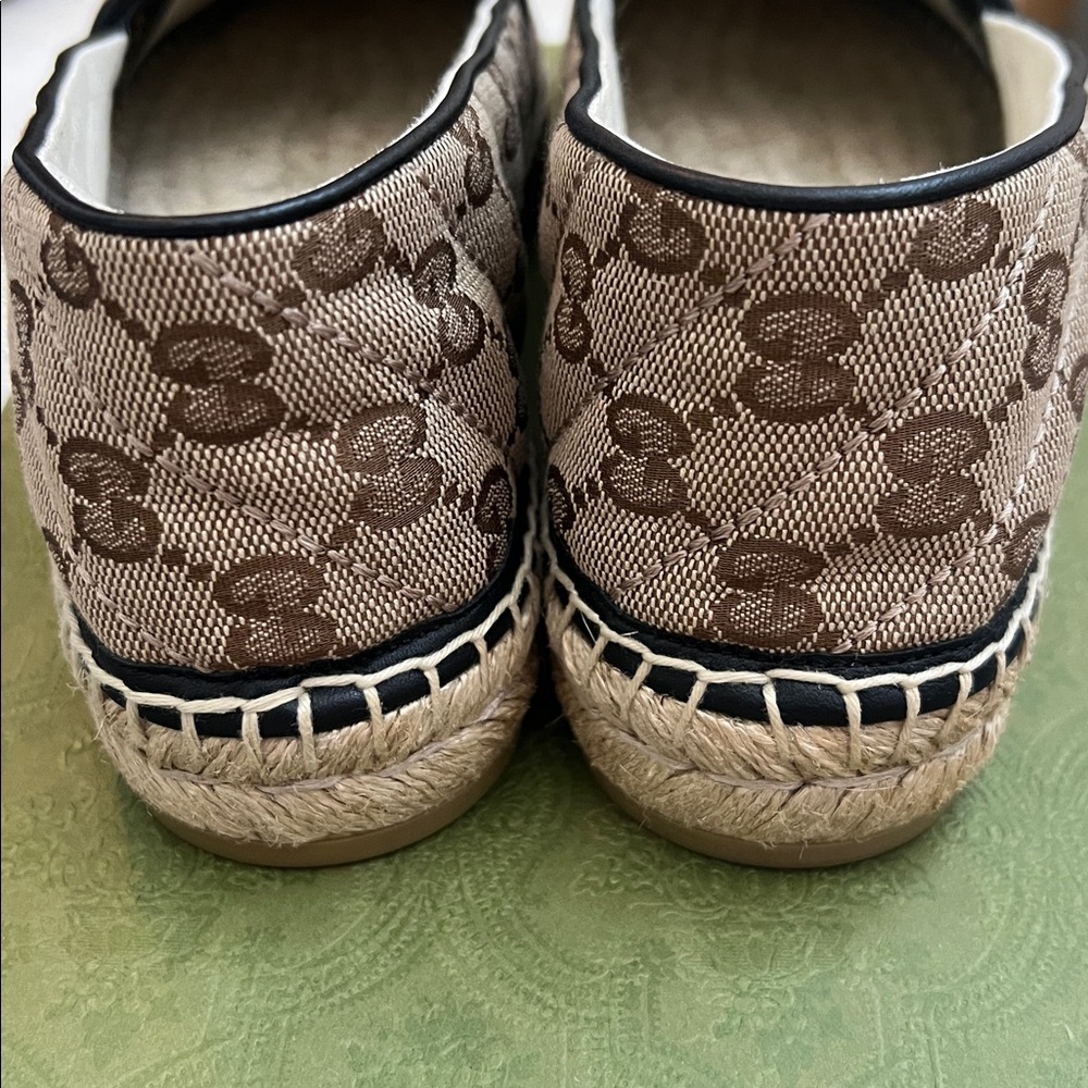 💯% Auth Gucci Women's GG Supreme Espadrille Flat  38 - Picture 3 of 10